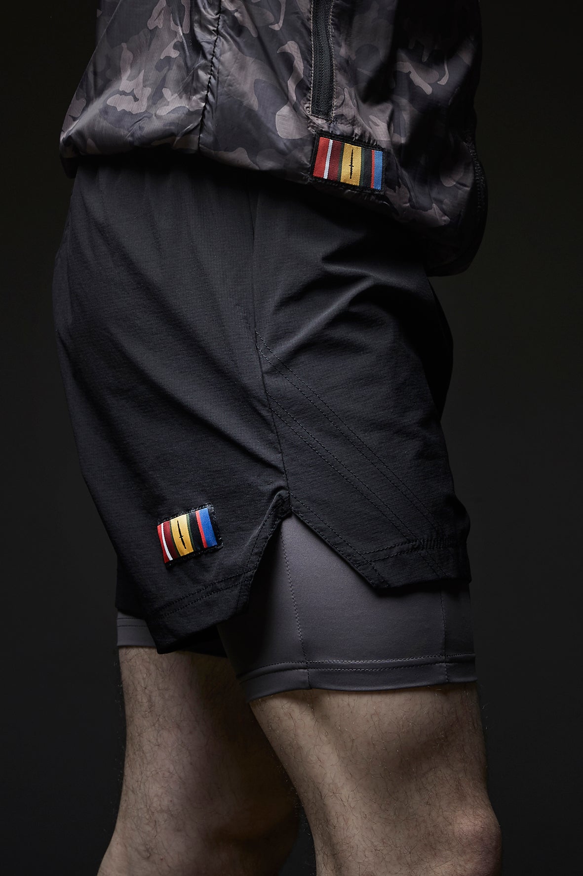 DIVISION 2 in 1 shorts,  5" BLACK