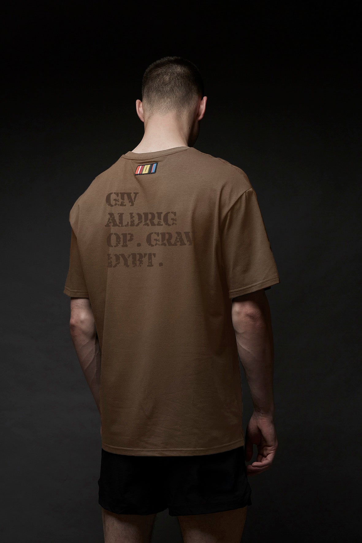 GIV ALDRIG OP. Big Bertha tee - DARK SAND.