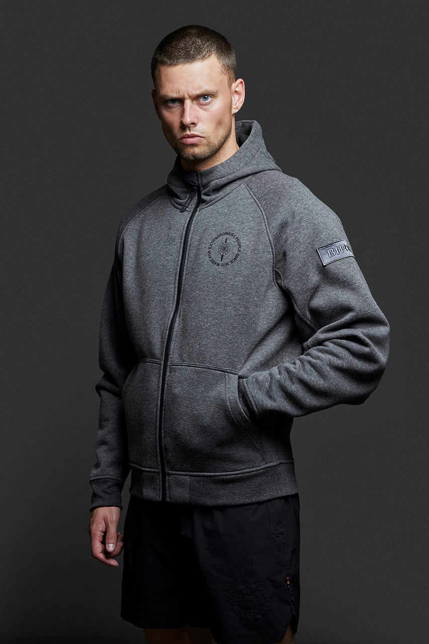 ALPHA STRIKER HOODIE - MØRK  MELANGE GREY