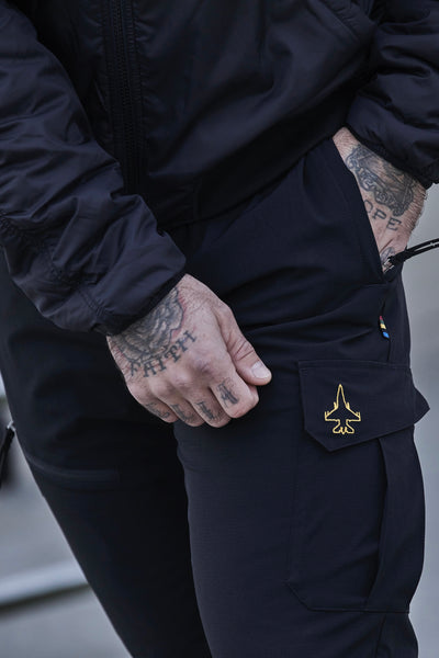 GO DARK - C-130 WARM CARGO PANTS - BLACK. 